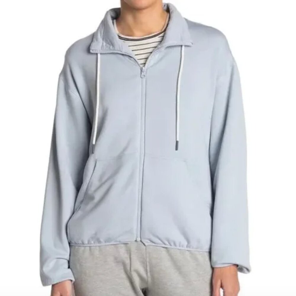 Melloday Light Blue Funnel Neck Full Zip Top XL